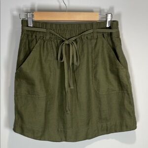 LOFT Olive Green Mini Tie Front Cargo Skirt